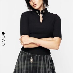 Disturbia Black Top with Silver Accents